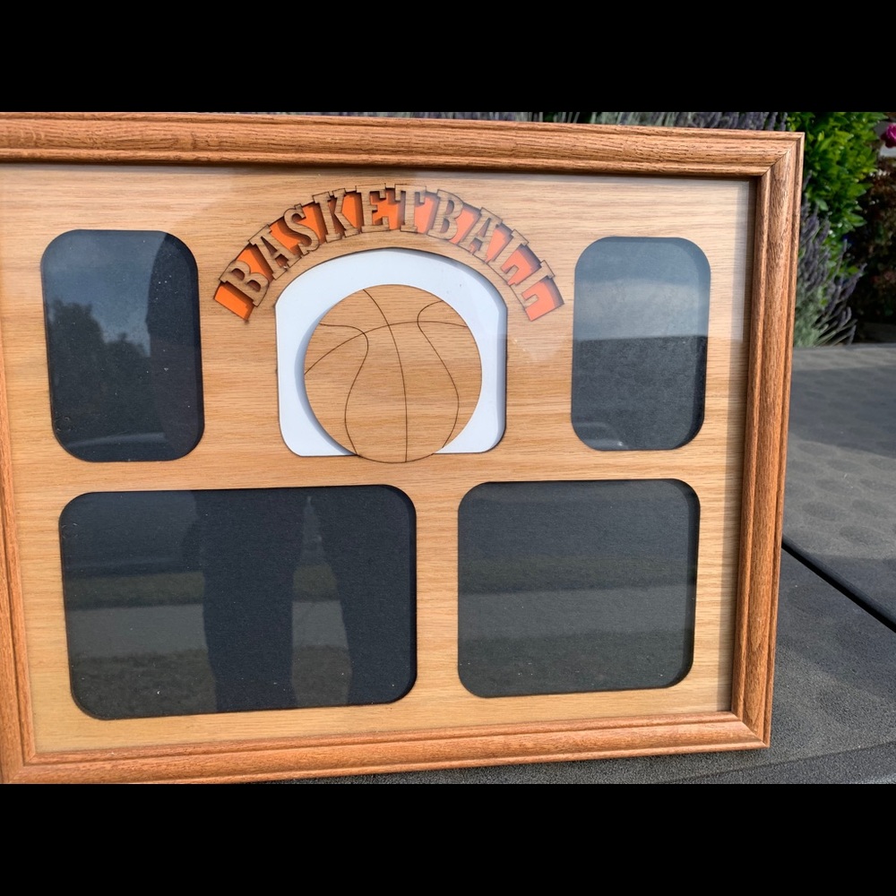 Wood Lazer Carved Framed Basketball Photo Mat